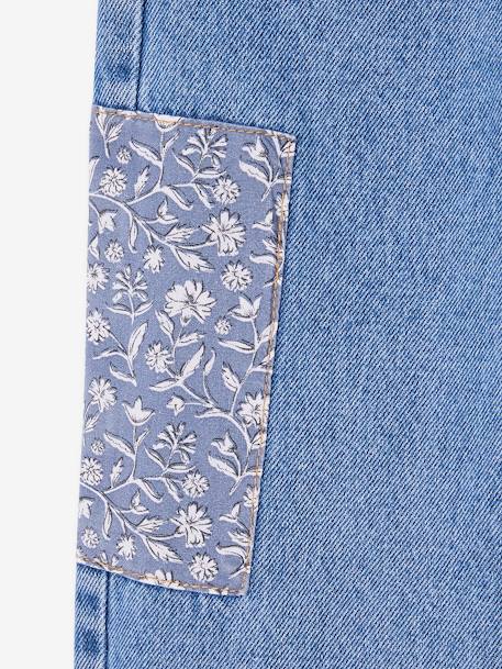 Jean loose avec patchs à fleurs fille bleu moyen 7 - vertbaudet enfant 