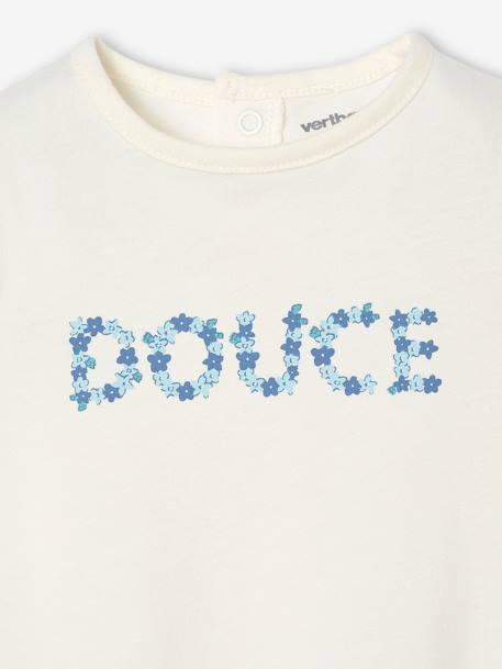 T-shirt motif fleuri 'douce' bébé écru 2 - vertbaudet enfant 