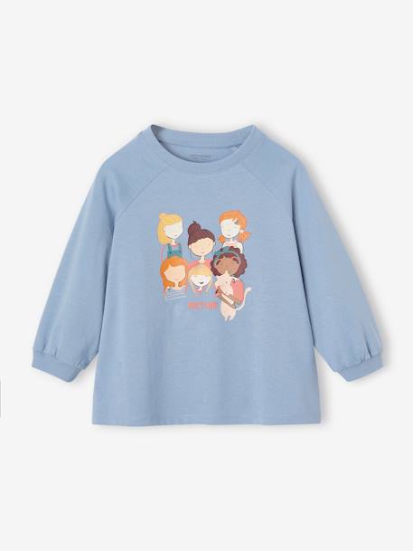 T-shirt motif 'Girl's gang' manches 3/4 fille bleu ciel 1 - vertbaudet enfant 