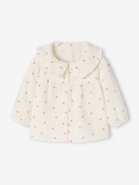 Blouse coeurs en gaze de coton bébé fille écru 1 - vertbaudet enfant 