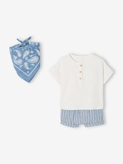 -Ensemble bébé chemise + short + bandana