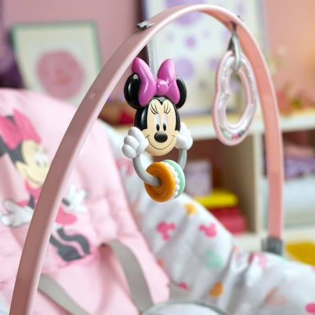 DISNEY BABY Transat évolutif (utilisable jusqu'à 30 mois) - Minnie My Best Friend, 2 jouets inclus, Vibrations automatiques, Harnais ROSE 6 - vertbaudet enfant 