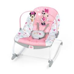 Puériculture-DISNEY BABY Transat évolutif (utilisable jusqu'à 30 mois) - Minnie My Best Friend, 2 jouets inclus, Vibrations automatiques, Harnais