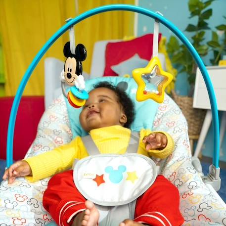 DISNEY BABY Transat évolutif (utilisable jusqu'à 30 mois) - Mickey My Best Friend, 2 jouets inclus, Vibrations automatiques, Harnais BLANC 3 - vertbaudet enfant 