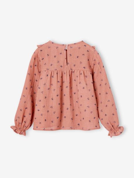 Blouse à volant en gaze de coton fille blush+écru+vert de gris 2 - vertbaudet enfant 