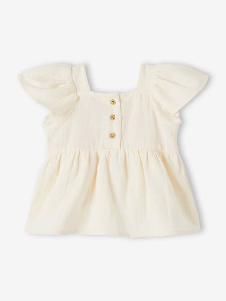 Blouse en gaze de coton bébé encolure en crochet écru 3 - vertbaudet enfant 