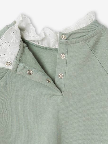 Robe en molleton col en broderie anglaise fille blush+vert de gris 8 - vertbaudet enfant 