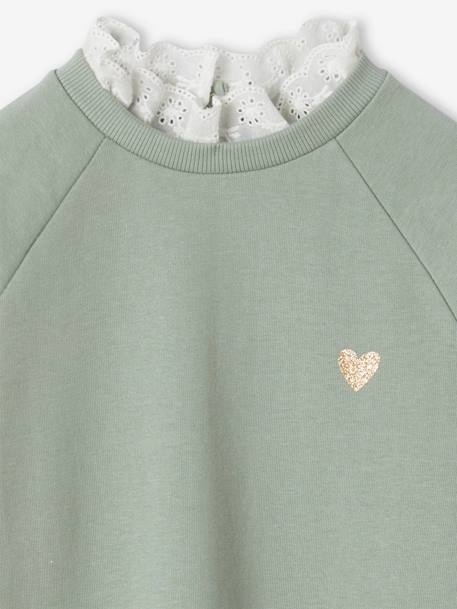 Robe en molleton col en broderie anglaise fille blush+vert de gris 7 - vertbaudet enfant 