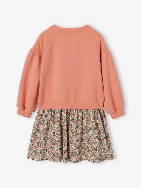 Robe bi-matière fille corail+vert 2 - vertbaudet enfant 