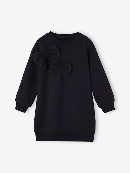 Robe en molleton à noeuds fantaisie fille noir 1 - vertbaudet enfant 