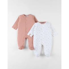 -Ensemble de 2 pyjamas 1 pièce terracotta/écru