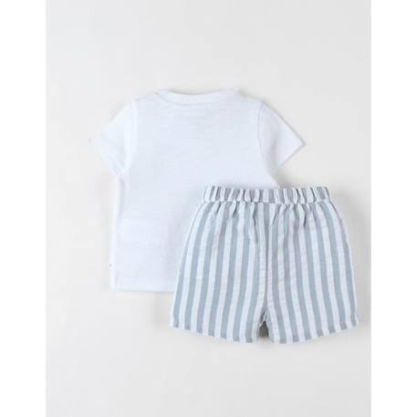 Ensemble t-shirt+ short eucalyptus/écru BLANC 2 - vertbaudet enfant 