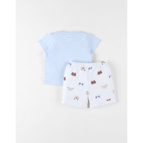 Ensemble t-shirt + short imprimé animalier écru/bleu clair BLEU 2 - vertbaudet enfant 