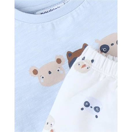 Ensemble t-shirt + short imprimé animalier écru/bleu clair BLEU 3 - vertbaudet enfant 