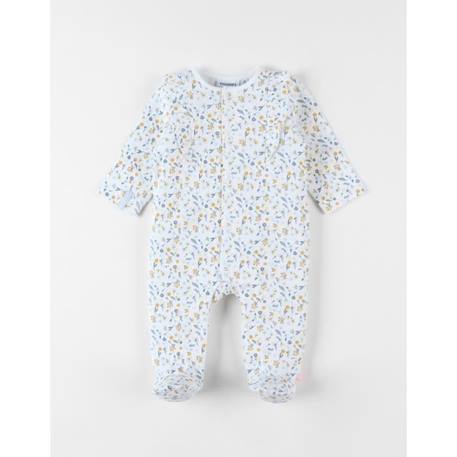 Pyjama 1 pièce fleuri en jersey gaufré BLANC 1 - vertbaudet enfant 