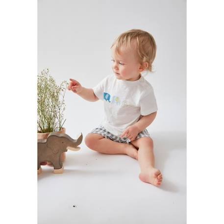 Ensemble t-shirt+ short eucalyptus/écru BLANC 4 - vertbaudet enfant 