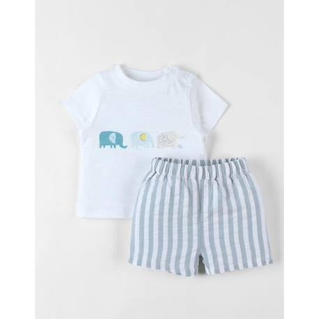 Bébé-Ensemble-Ensemble t-shirt+ short eucalyptus/écru