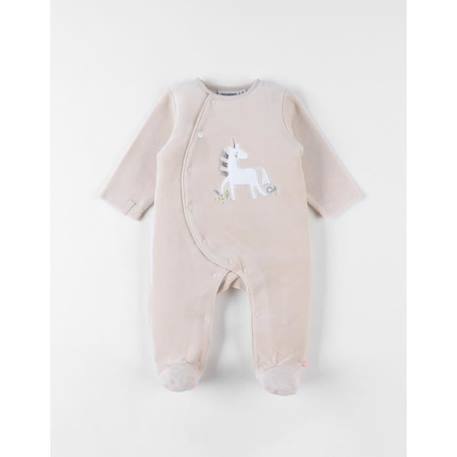 Pyjama 1 pièce licorne en velours BEIGE 1 - vertbaudet enfant 