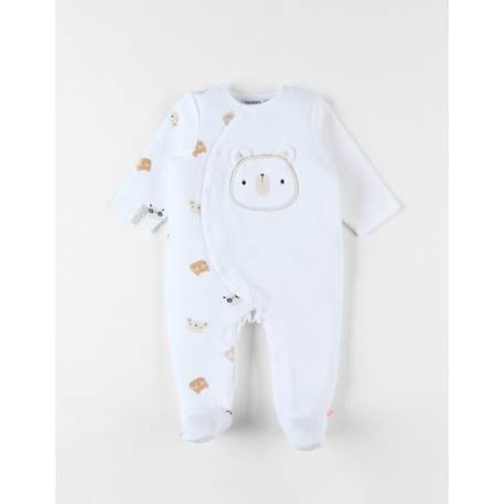 Pyjama 1 pièce ours en velours BLANC 1 - vertbaudet enfant 