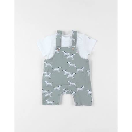 Ensemble salopette zèbres + t-shirt écru/eucalyptus VERT 3 - vertbaudet enfant 