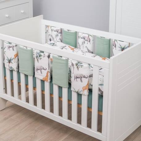 Tour de lit modulable et réversible, SAFARI Multicolore Pour lit bébé de 60x120 ou 70x140 cm VERT 3 - vertbaudet enfant 