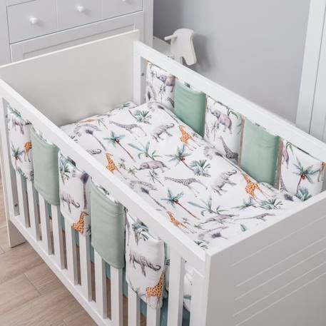 Tour de lit modulable et réversible, SAFARI Multicolore Pour lit bébé de 60x120 ou 70x140 cm VERT 1 - vertbaudet enfant 