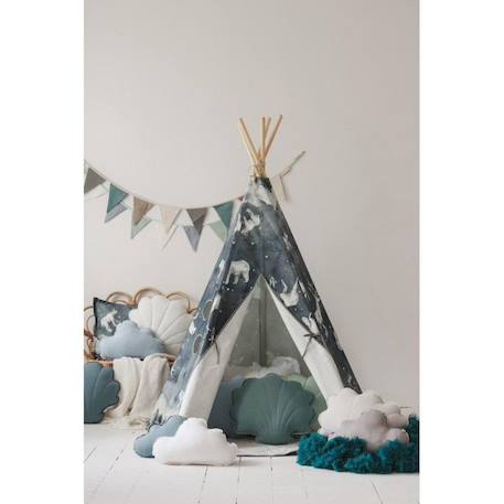 Tipi enfant MOI MILI - Ciel nocturne - Tissu 100% coton et tiges de pin - 120 x 170 cm BLEU 2 - vertbaudet enfant 