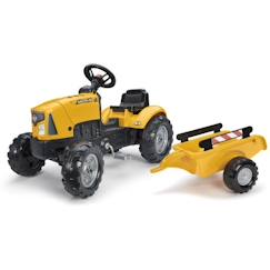 Jouet-Jeux de plein air-Véhicules enfant-Tracteur à pédales FALK SuperBuilder - capot ouvrant et remorque - pour enfants de 2 à 5 ans