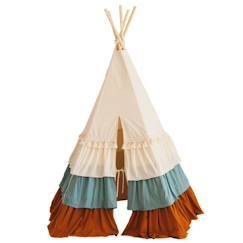 Jouet-Jeux d'imitation-Tentes et tipis-Ensemble tipi enfant Moi Mili Circus - Marron - Tapis inclus