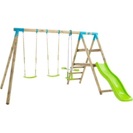 Station genêt tp toys 2 balancoires / vis-a-vis / toboggan / kit d'ancrage h.209 cm MARRON 1 - vertbaudet enfant 