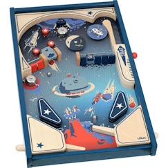 Jouet-Jeux vidéos et jeux d'arcade-Flipper en bois de l'Espace - Vilac - Look vintage - 3 billes en métal