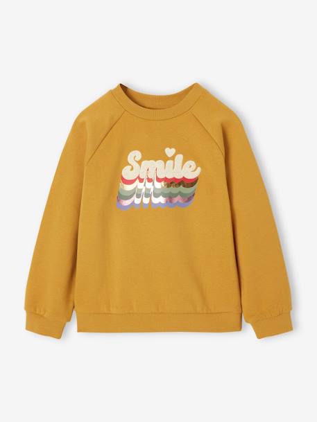 Sweat motif smile en bouclettes fille moutarde 4 - vertbaudet enfant 