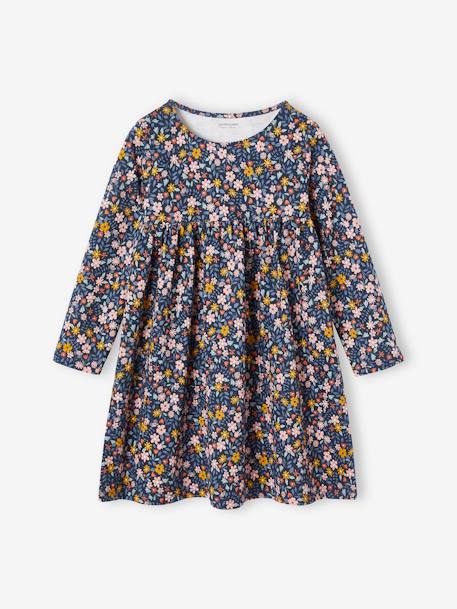 Ensemble fille cardigan et robe imprimée fleurs moutarde+rose+vert émeraude 5 - vertbaudet enfant 