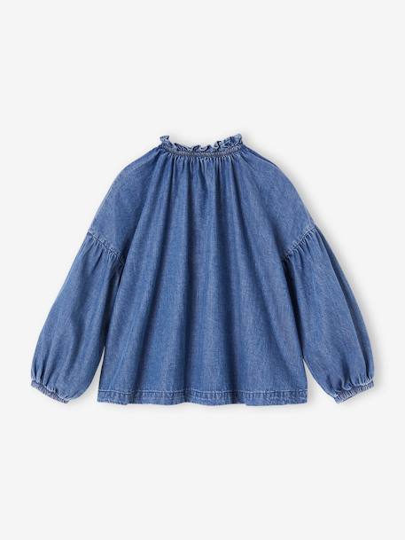 Blouse en denim léger fille bleu moyen 2 - vertbaudet enfant 