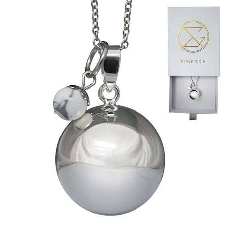 Bola de grossesse argent lisse pierre naturelle avec chaîne - Lithothérapie Howlite Magnésite - plaquée argent - coffret cadeau BLANC 1 - vertbaudet enfant 