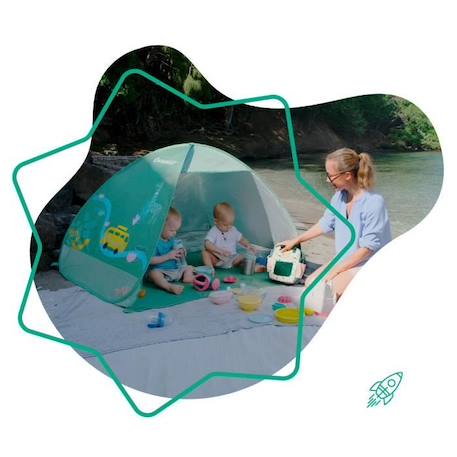 BADABULLE Tente anti-UV bébé, grande tente de plage, haute protection solaire FPS 50+, système pop-up, vert VERT 2 - vertbaudet enfant 