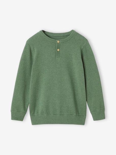 Pull col tunisien garçon bleu chiné+vert chiné 5 - vertbaudet enfant 