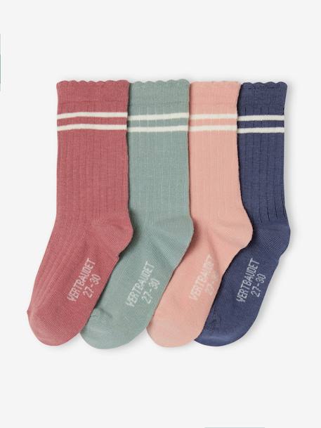 Lot 4 paires de chaussettes sport fille vieux rose 1 - vertbaudet enfant 