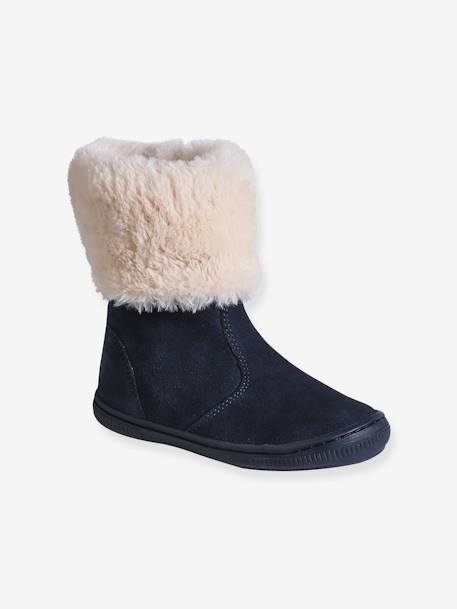 Boots montantes fausse fourrure fille marine 1 - vertbaudet enfant 