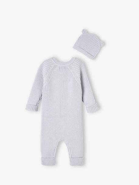 Ensemble bébé combinaison en tricot et bonnet à oreilles assorti bleu pâle 5 - vertbaudet enfant 