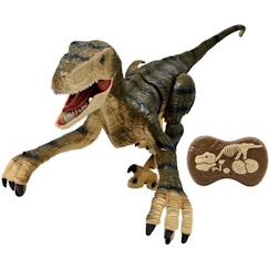 Jouet-Jeux d'imagination-Figurines, mini mondes, héros et animaux-Dinosaure de simulation télécommandé - LEXIBOOK - Velociraptor 45 cm - Mouvements articulés - Effets lumineux - Sons de rugissement