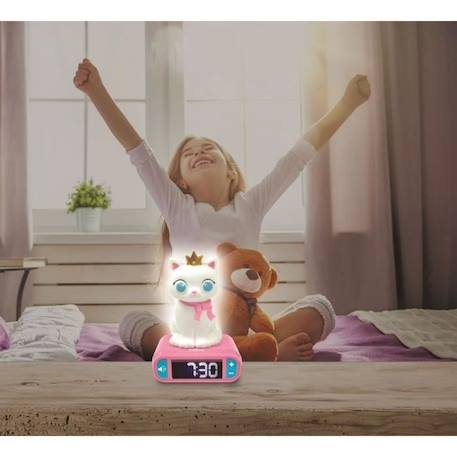 Réveil avec Veilleuse Lumineuse Chat en 3D et effets sonores ROSE 3 - vertbaudet enfant 