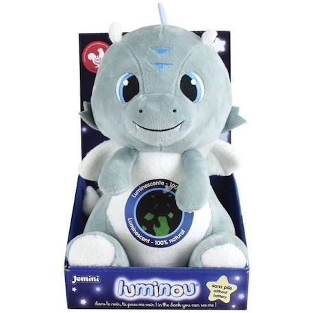 Peluche lumineuse - JEMINI - LIMINOU LEON LE DRAGON - Hauteur 21 cm - Bleu et blanc BLEU 6 - vertbaudet enfant 