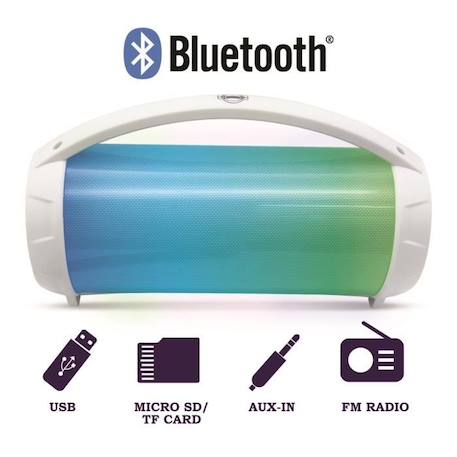 Enceinte Bluetooth® portable lumineuse avec micro iParty® BLANC 2 - vertbaudet enfant 