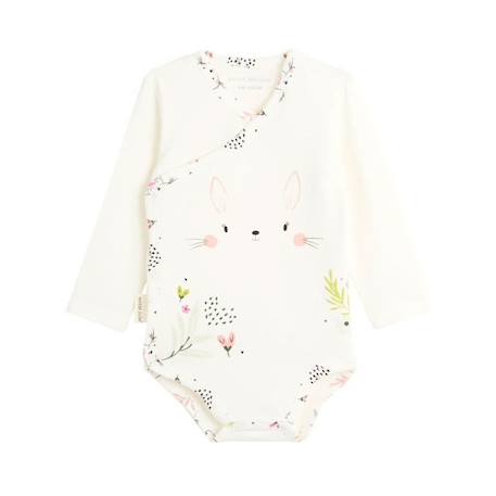 Lot de 2 bodies bébé manches longues ouverture croisée Happy Bunny BLANC 2 - vertbaudet enfant 