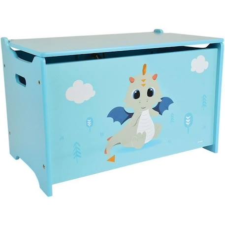 Coffre à jouets en bois LEON LE DRAGON - FUN HOUSE - ± 40 x 58 x 36 cm - Bleu BLEU 2 - vertbaudet enfant 