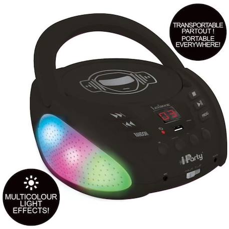 Lecteur CD Bluetooth LEXIBOOK iParty avec Effets Lumineux et USB - Pour Enfant - Noir NOIR 4 - vertbaudet enfant 