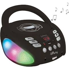 Jouet-Lecteur CD Bluetooth LEXIBOOK iParty avec Effets Lumineux et USB - Pour Enfant - Noir