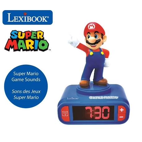 SUPER MARIO - Réveil digital avec veilleuse lumineuse en 3D et effets sonores - LEXIBOOK BLEU 2 - vertbaudet enfant 