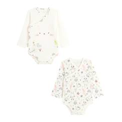 Lot de 2 bodies bébé manches longues ouverture croisée Happy Bunny  - vertbaudet enfant